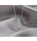 s925 sterling silver cross necklace Fashionable and versatile pendant - BGCOPPER