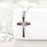 Vintage Wood Grain Cross Necklace – Timeless Faith & Modern Craft