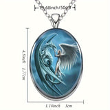 Angel & Dragon Oval Necklace – A Tale of Magic & Harmony