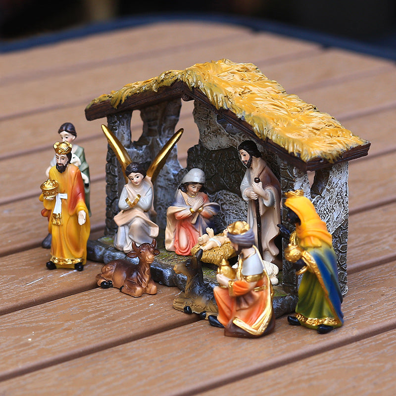 Christmas manger set scene ornaments gift box