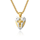 Titanium Steel Shield of Faith Cross Pendant | Protective Christian Jewelry
