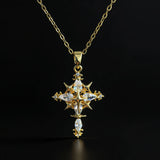 Celestial Star Cross Titanium Steel Necklace – Divine Light & Timeless Devotion