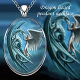 Angel & Dragon Oval Necklace – A Tale of Magic & Harmony
