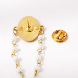 Our Lady of Guadalupe 11-Pearl Brooch with Crystal Cross Pendant