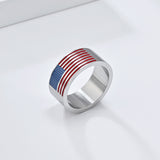 Patriotic American Flag Enamel Titanium Steel Ring