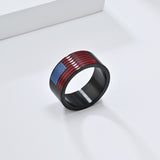 Patriotic American Flag Enamel Titanium Steel Ring