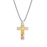Cartoon style colorful stainless steel cross necklace, the best cross necklace for children - BGCOPPER