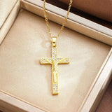 Zircon-Encrusted Jesus Cross Necklace: Faith Worn with Grace