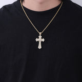 Iced Baguette & Round CZ Cross Pendant Necklace – Faith, Luxury & Statement Style