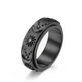 Sun, Moon & Stars Rotating Fidget Ring | Celestial Anxiety Relief Jewelry