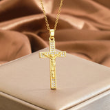 Zircon-Encrusted Jesus Cross Necklace: Faith Worn with Grace