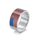 Patriotic American Flag Enamel Titanium Steel Ring