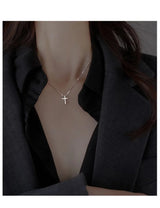 s925 sterling silver cross necklace Fashionable and versatile pendant - BGCOPPER