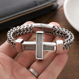 Men’s Stainless Steel Cross Chain Bracelet – Bold Christian Faith & Strength Jewelry