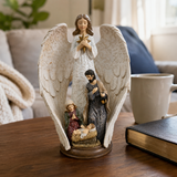 Guardian Angel Shelter Holy Family Nativity Scene Resin Statue - side view