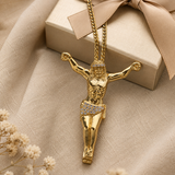 Large Iced Jesus Christ Crucifix Pendant Necklace, 316L Stainless Steel Gold Silver Plated 3D Jesus Figure Necklace for Men Hip Hop Religious Jewelry