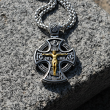 Double-Sided Silver Crucifix and St. Michael Pendant - gift presentation