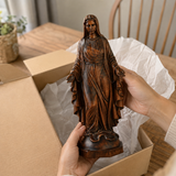 Hand-carved boxwood icon of the Immaculate Heart of Mary