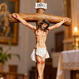 Jesus Christ Crucifix Statue – 11.4" Standing Christian Cross for Prayer, Home Décor & Meaningful Faith Gifts