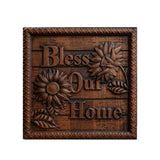 Promotional items:Bless Our Home Sunflower Solid Wood Engraved Plaque - BGCOPPER