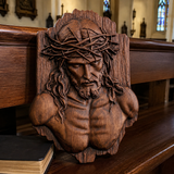 Jesus Crown of Thorns Beechwood Sculpture - product view