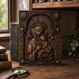 Our Lady of Perpetual Help Wood Art - Hand-Carved Catholic Gift - Mother Mary Comfort Figure
