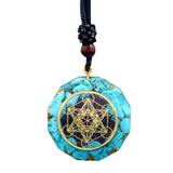 Natural Gemstone Charm Fashion Necklace Engrave Flower Of Life Multidimensional Metatron's Cube Pendant Reiki Heal Crystal Jewelry - BGCOPPER