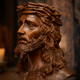 Boxwood Jesus Crown with Thorns Half-Length Desktop Ornament