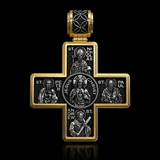 Double-Sided S925K Sterling Silver Sacred Heart and Saint Cross Pendant—Your Daily Spiritual Companion