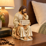 Saint Joseph & Child Jesus Resin Figurine – Strong Hands, Faithful Heart Christian Home Decor