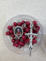 6MM Vatican Leo XIV Red Wood Bead Rosary