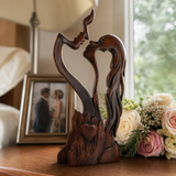Hand-Carved Christian Love Sculpture – Wooden Couple Statue for Wedding & Anniversary Gift