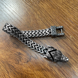 Viking Wolf Head Double Row Thick Stainless Steel Bracelet