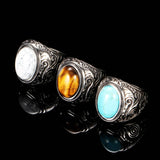 Stainless Steel Personalized Vintage Court Turquoise Titanium Ring - BGCOPPER