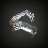 S925K Silver Embrace Gesture Ring - BGCOPPER