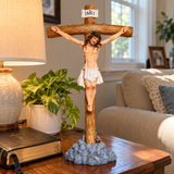 Jesus Christ Crucifix Statue – 11.4" Standing Christian Cross for Prayer, Home Décor & Meaningful Faith Gifts