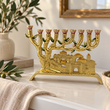Golden Jerusalem 9-Branch Menorah: Light That Ties to the Holy City