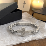 Men’s Vintage Hammered Cross Byzantine Chain Bracelet
