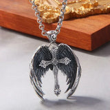 Guardian Angel Wings Cross Pendant Necklace - BGCOPPER