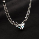 Cat Head Design Double Layer Pendant Necklace - BGCOPPER