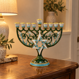 Hanukkah Hand-Painted Menorah: Illuminate the Jewish People's Covenant of Light with Artisan Brushstrokes
