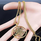 Stainless Steel Metatron's Cube Necklace Pendant Sacred Geometry Amulet Jewelry - BGCOPPER