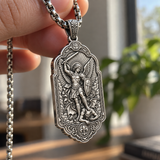 Saint Michael the Archangel 925 Sterling Silver Pendant Necklace—Christian Medal Featuring Sword and Shield Motifs