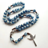 Hand Woven Holy Trinity Crucifix Mary Holy Medal Blue Rosary - BGCOPPER