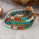 Multi-Layered Hand-Woven Natural Crystal Stone Leather Tree of Life Guardian Bracelet - BGCOPPER