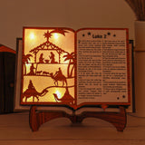 Wooden Glowing Scripture Craft Ornaments Creative Nativity Home Table Decoration Wooden Christmas Holiday Decoration - BGCOPPER