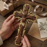 Hand-Carved White Ash Wood Cross - Sacred Christian Home Altar Decor for Christmas & Spiritual Gifting
