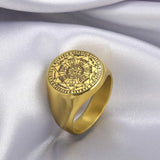 Vintage Titanium Seven Archangel Signet Ring - Amulet Against Evil Eyes, Curses, Spells - BGCOPPER