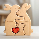 Personalized Wooden Bunny Family Puzzle | Family Keepsake wooden home decor product image