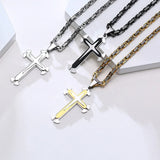 Stainless Steel Cross Byzantine Chain Pendant Necklace - BGCOPPER